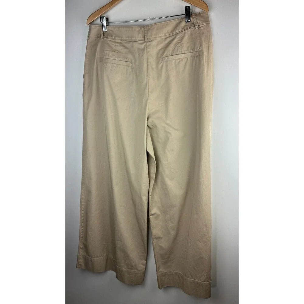 NWT LOFT 2024 Poplin Super Wide Leg Pants Toasted Beige Tan Khaki Womens Size 14 - Picture 5 of 11
